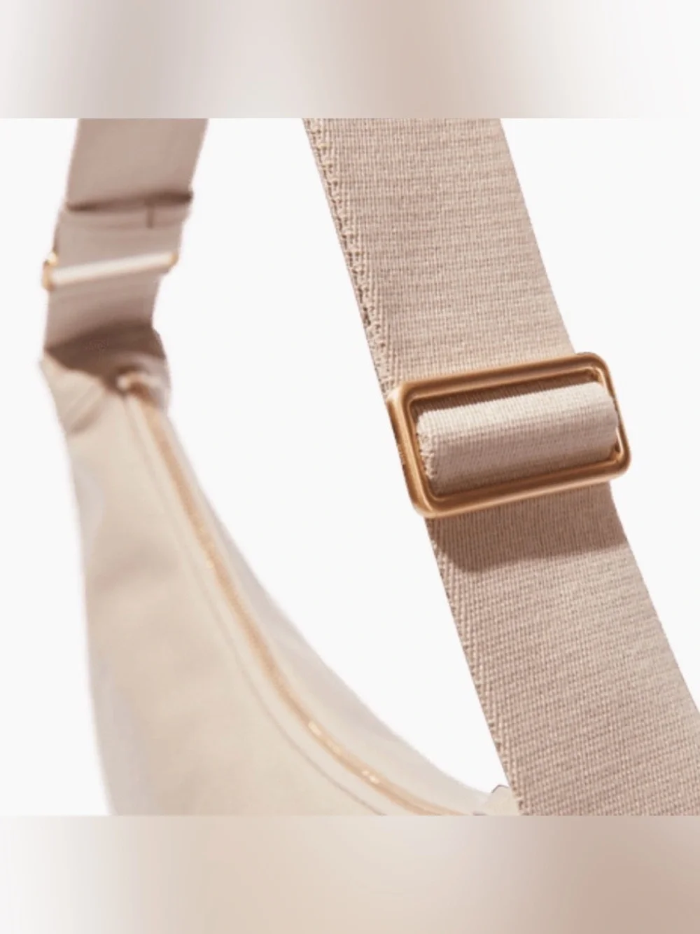 JULY Everyday Crescent Dumpling Bag Minimalist Canvas Sling Crossbody Beige